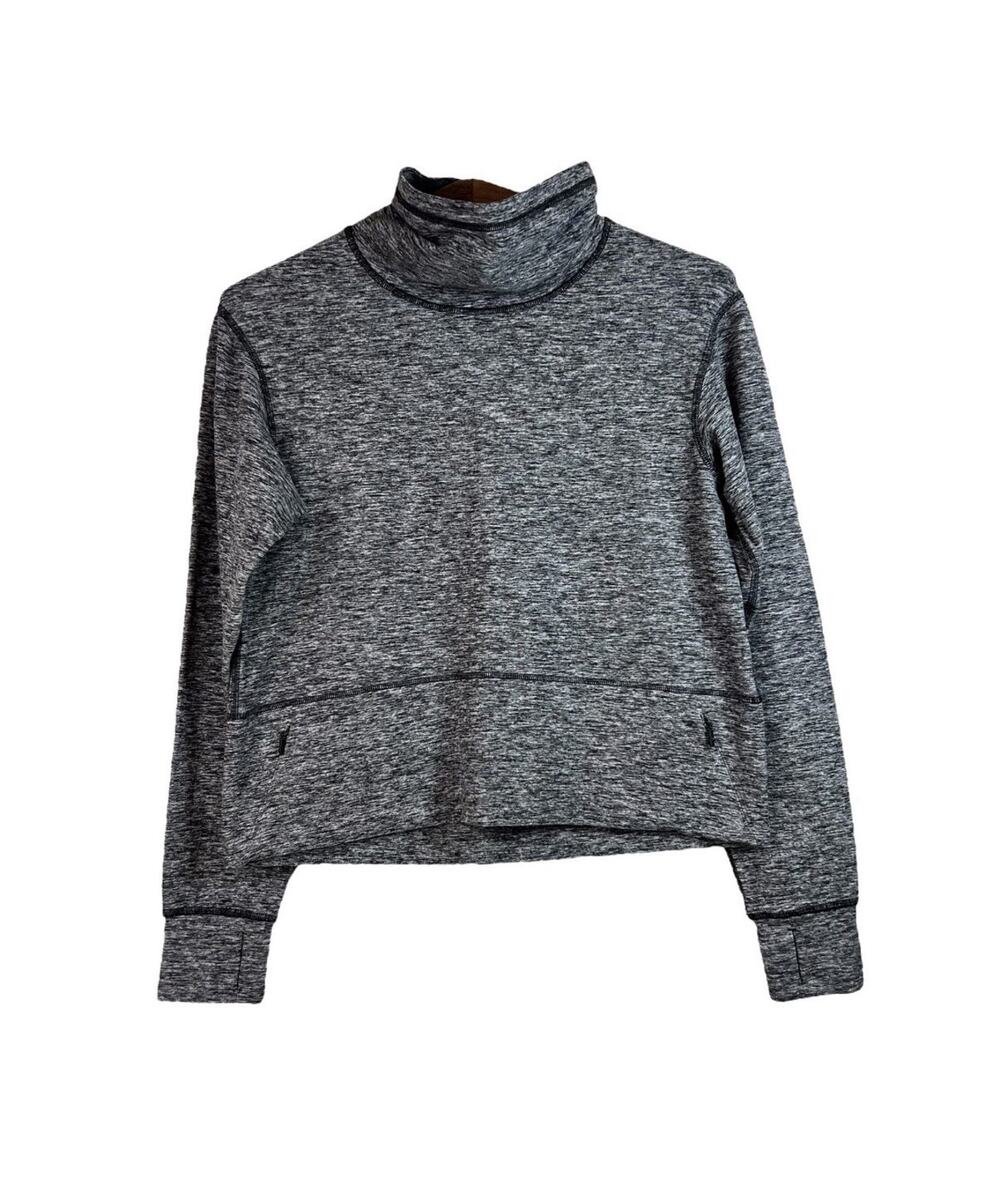 Lululemon Ready to Rulu Pullover Women 10 Medium Heather Gray Funnel Neck